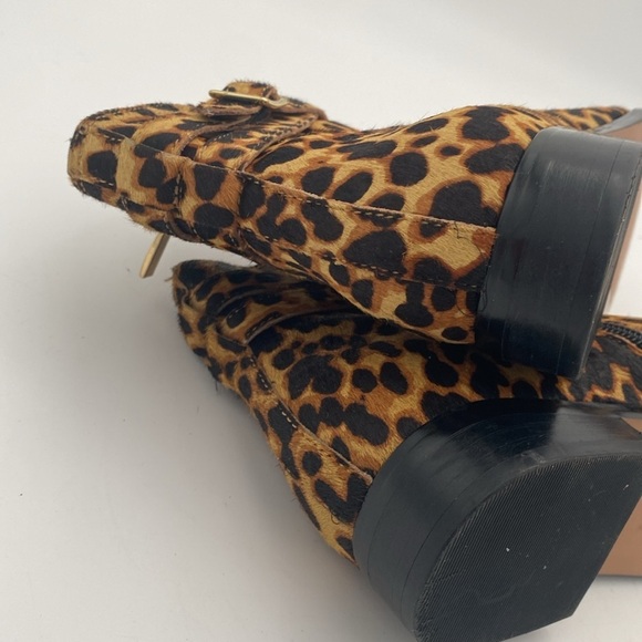 JJill Leopard Print Ankle Boot women 7 cow fur festival Casual office retro boho - Picture 13 of 16